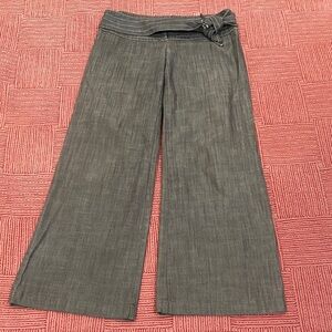 W30L28 Gray / brownish taupe Wide Leg Women's Pants with fabric belted waist